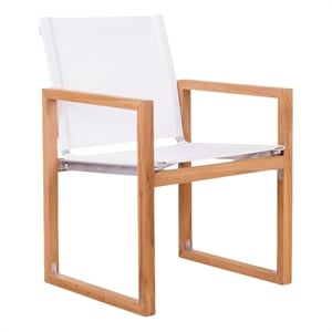 Meridian Furniture Tulum Off White Water Resisting Outdoor Dining Arm Chair