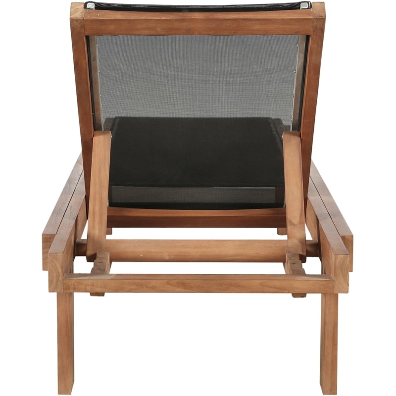 Meridian Furniture Tulum Black Water Resisting Outdoor Patio Lounger