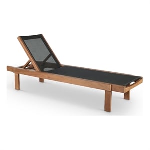 Meridian Furniture Tulum Black Water Resisting Outdoor Patio Lounger