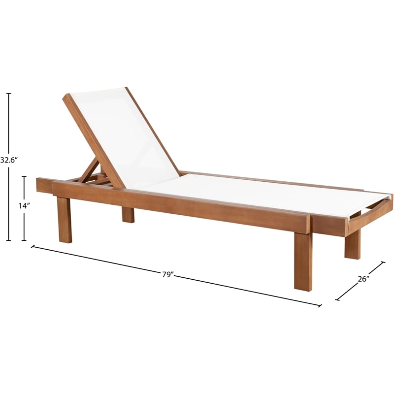 Meridian Furniture Tulum Off White Water Resisting Outdoor Patio Lounger
