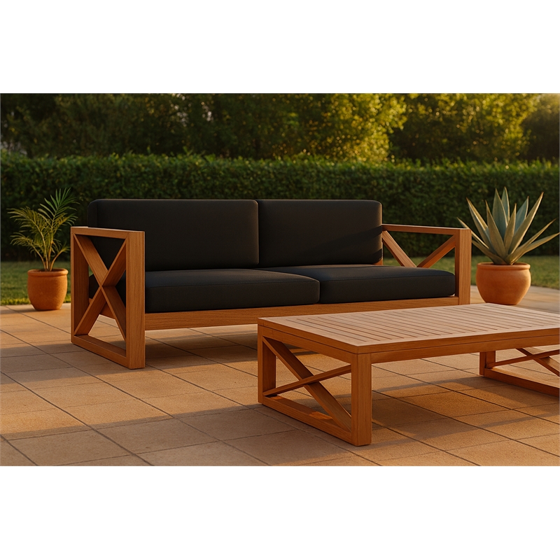 Meridian Furniture Anguilla Black Water Resisting Outdoor Sofa