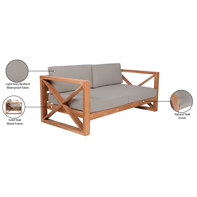 Meridian Furniture Anguilla Grey Water Resisting Outdoor Sofa