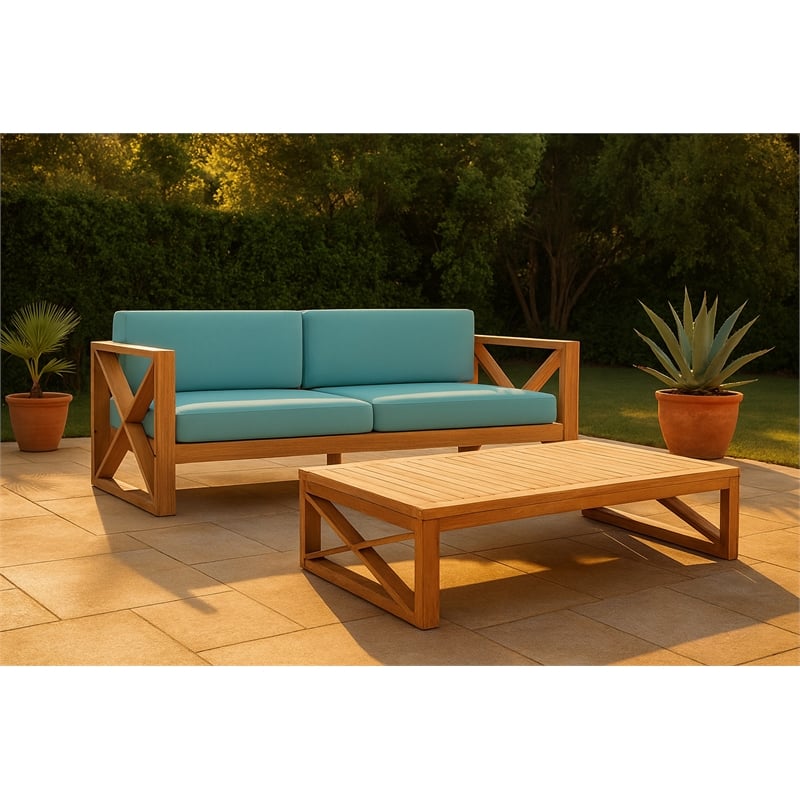 Meridian Furniture Anguilla Blue Water Resisting Outdoor Sofa