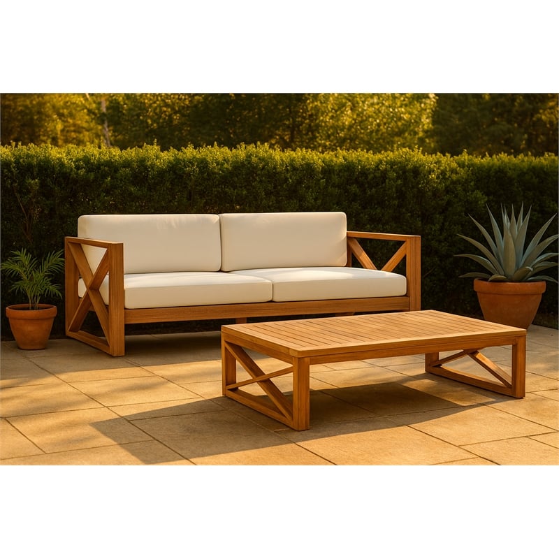 Meridian Furniture Anguilla Off White Water Resisting Outdoor Sofa