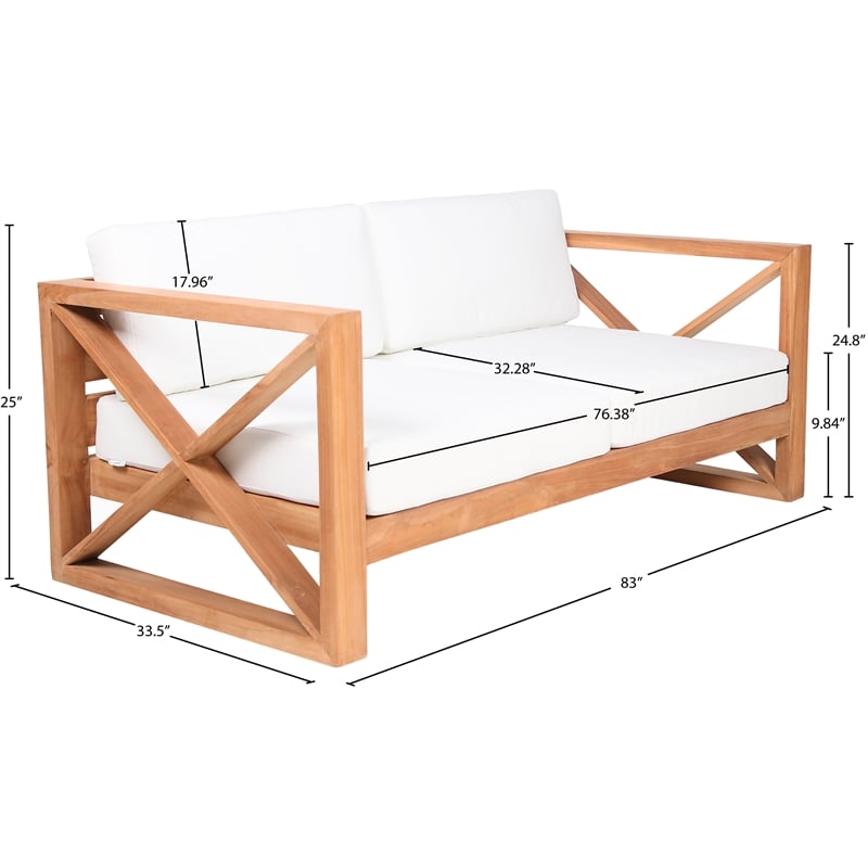 Meridian Furniture Anguilla Off White Water Resisting Outdoor Sofa