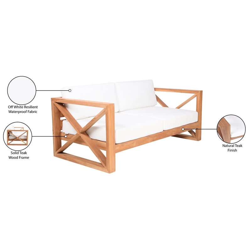 Meridian Furniture Anguilla Off White Water Resisting Outdoor Sofa