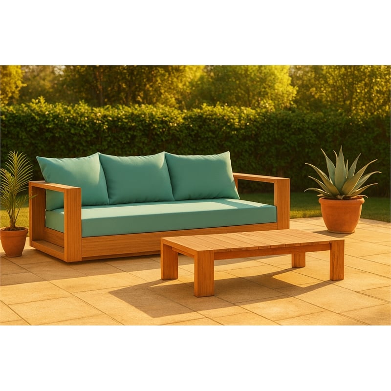Meridian Furniture Tulum Blue Water Resisting Outdoor Sofa