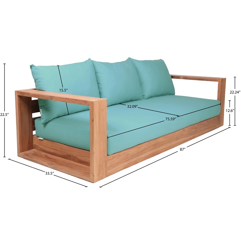 Meridian Furniture Tulum Blue Water Resisting Outdoor Sofa