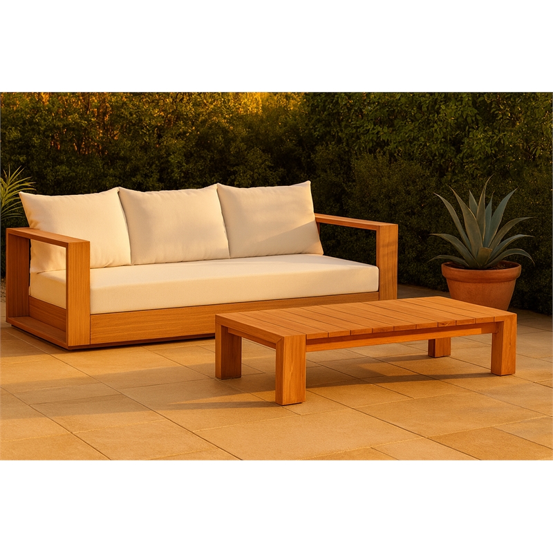 Meridian Furniture Tulum Off White Water Resisting Outdoor Sofa
