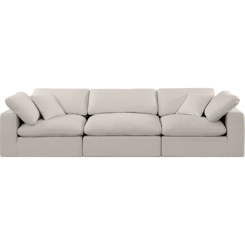 Meridian Furniture Comfy Beige Linen Textured Fabric 3-Pc. Modular Sofa