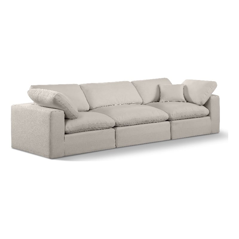 Meridian Furniture Comfy Beige Linen Textured Fabric 3-Pc. Modular Sofa