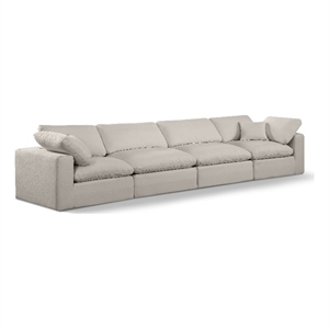 Meridian Furniture Comfy Beige Linen Textured Fabric 4-Pc. Modular Sofa