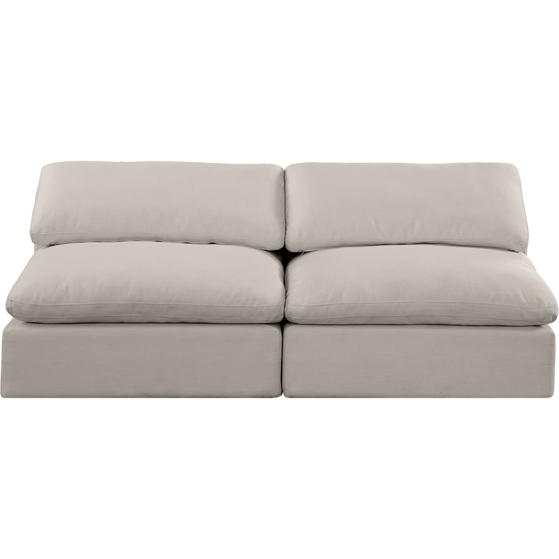 Meridian Furniture Comfy Beige Linen Textured Fabric 2-Pc. Modular Sofa