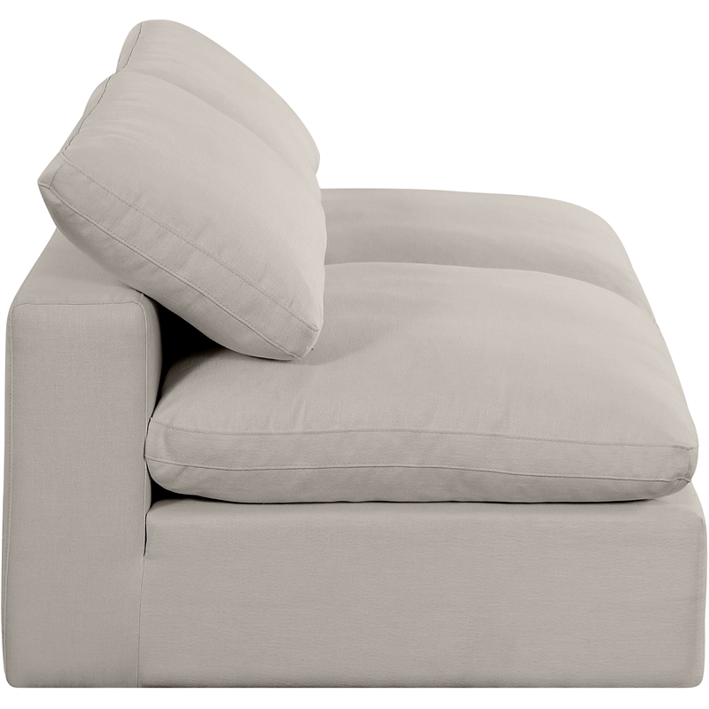 Meridian Furniture Comfy Beige Linen Textured Fabric 2-Pc. Modular Sofa