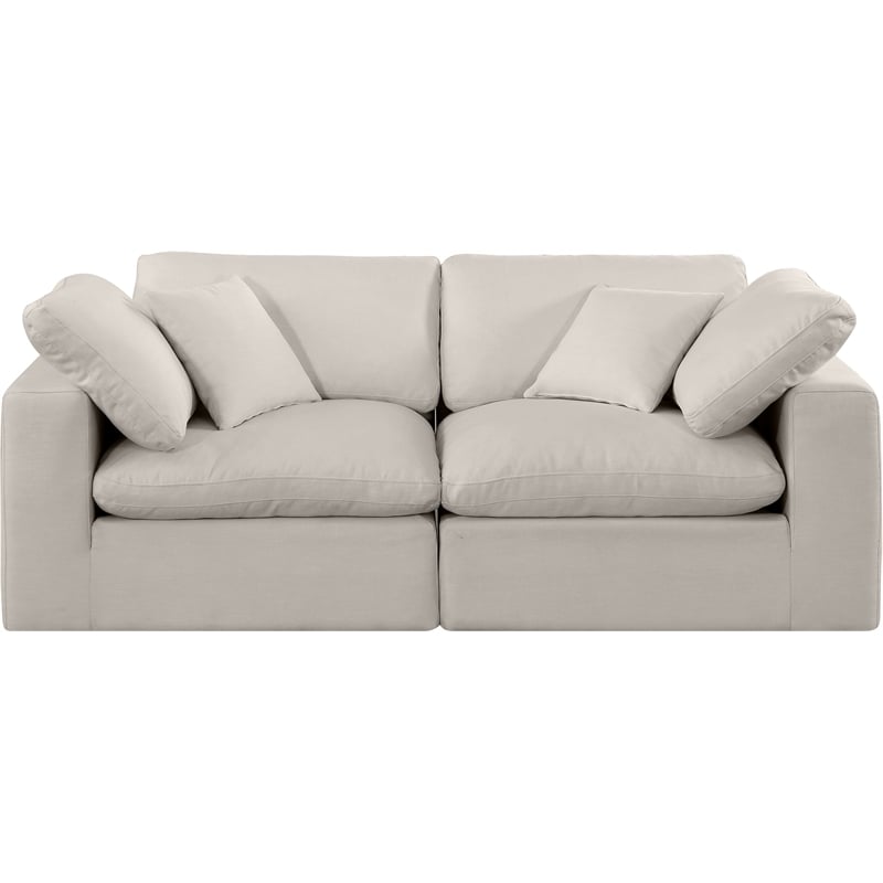 Meridian Furniture Comfy Beige Linen Textured Fabric 2-Pc. Modular Sofa