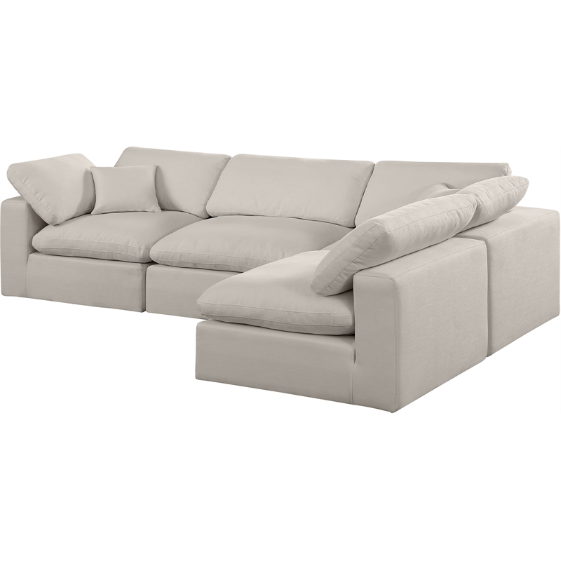 Meridian Furniture Comfy Beige Linen Textured Fabric 4-Pc. Modular Sectional