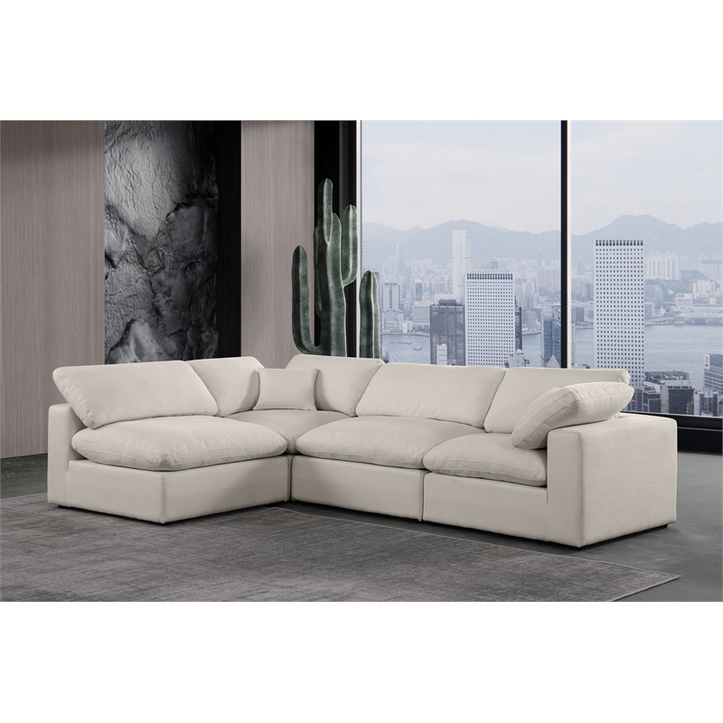 Meridian Furniture Comfy Beige Linen Textured Fabric 4-Pc. Modular Sectional