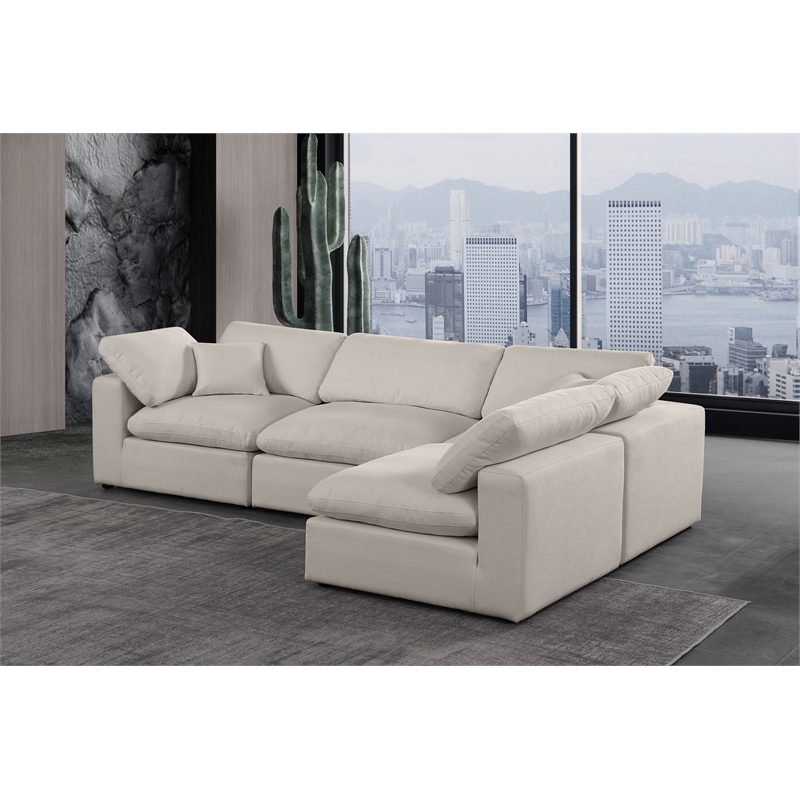 Meridian Furniture Comfy Beige Linen Textured Fabric 4-Pc. Modular Sectional