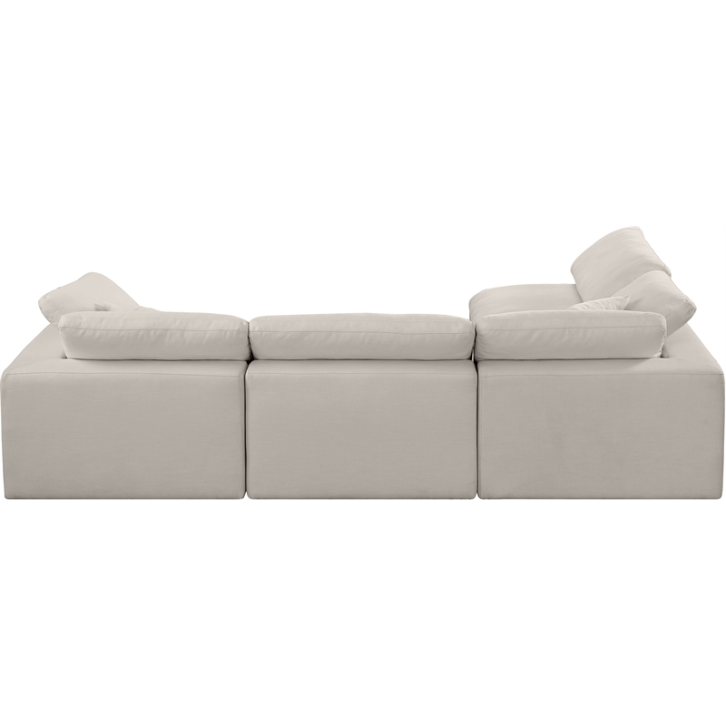 Meridian Furniture Comfy Beige Linen Textured Fabric 4-Pc. Modular Sectional
