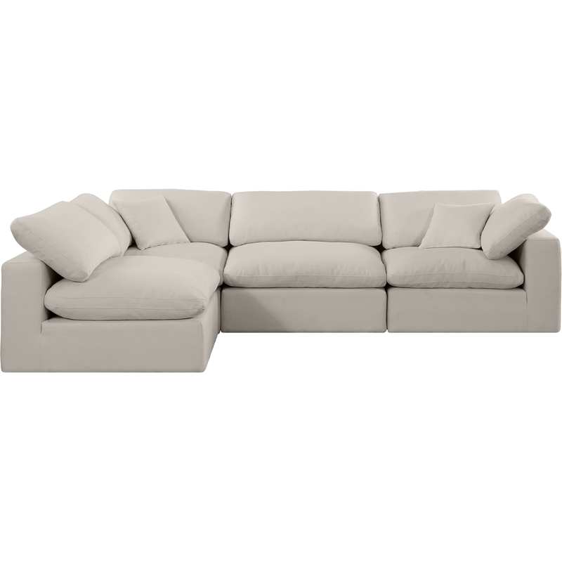 Meridian Furniture Comfy Beige Linen Textured Fabric 4-Pc. Modular Sectional