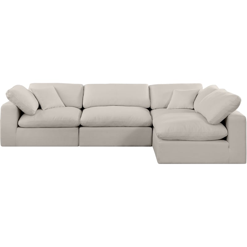 Meridian Furniture Comfy Beige Linen Textured Fabric 4-Pc. Modular Sectional