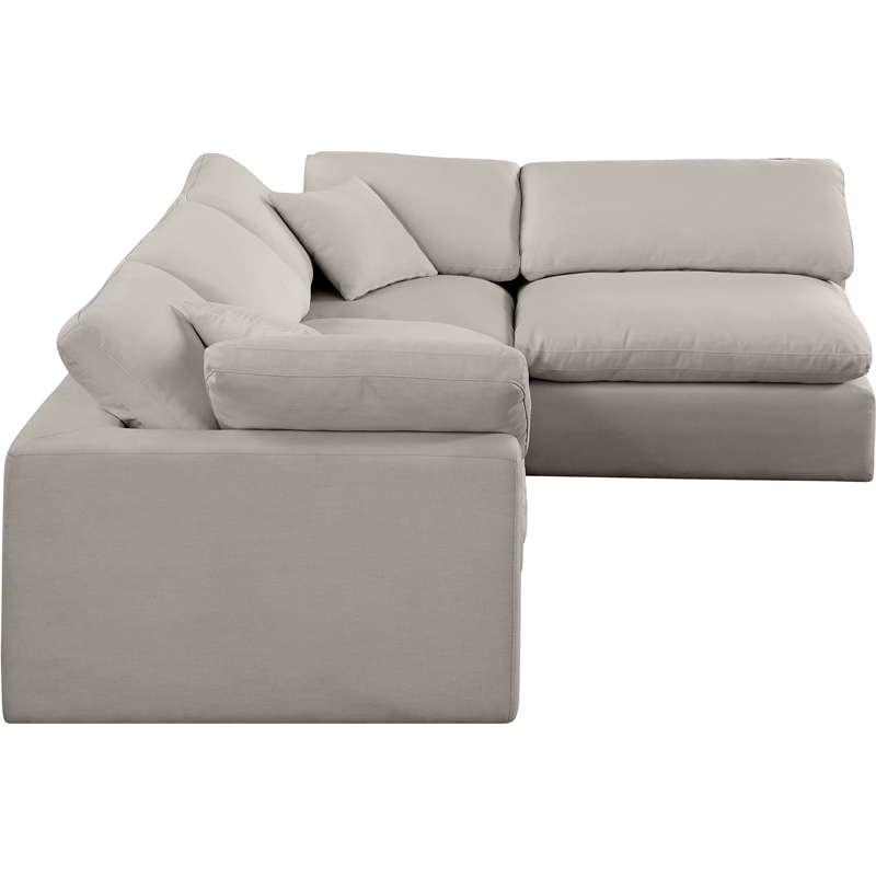 Meridian Furniture Comfy Beige Linen Textured Fabric 4-Pc. Modular Sectional