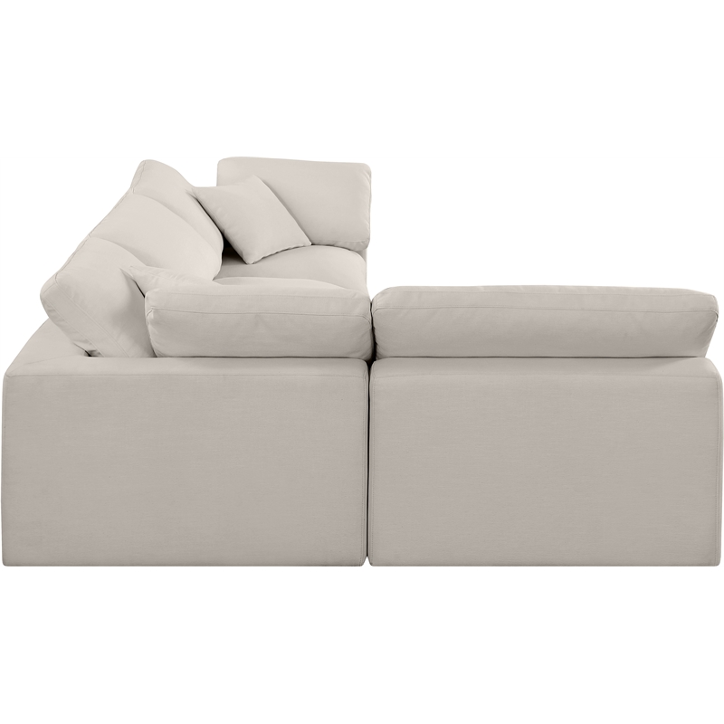 Meridian Furniture Comfy Beige Linen Textured Fabric 4-Pc. Modular Sectional