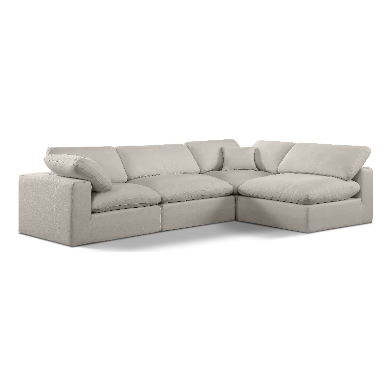 Meridian Furniture Comfy Beige Linen Textured Fabric 4-Pc. Modular Sectional