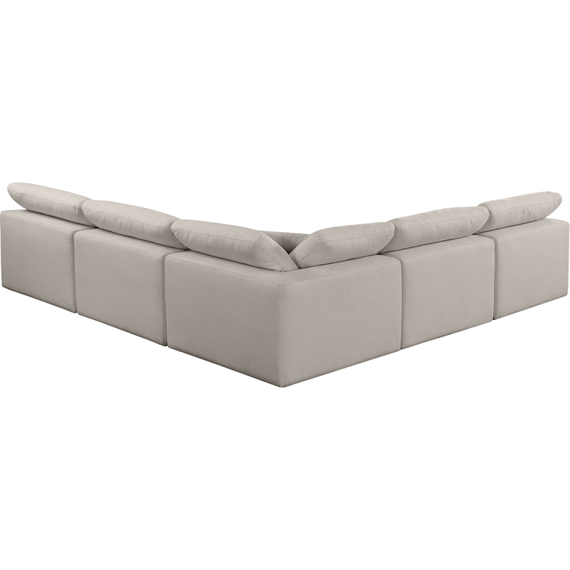 Meridian Furniture Comfy Beige Linen Textured Fabric 5-Pc. Modular Sectional