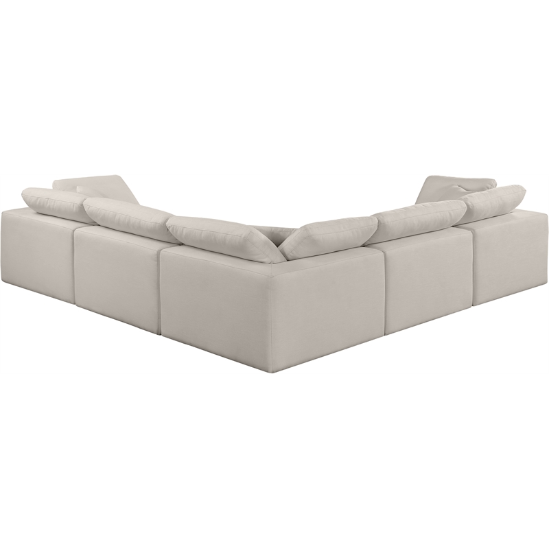 Meridian Furniture Comfy Beige Linen Textured Fabric 5-Pc. Modular Sectional
