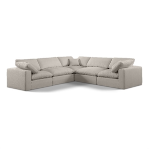 Meridian Furniture Comfy Beige Linen Textured Fabric 5-Pc. Modular Sectional