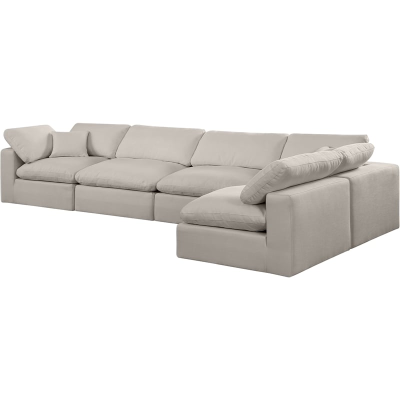 Meridian Furniture Comfy Beige Linen Textured Fabric 5-Pc. Modular Sectional