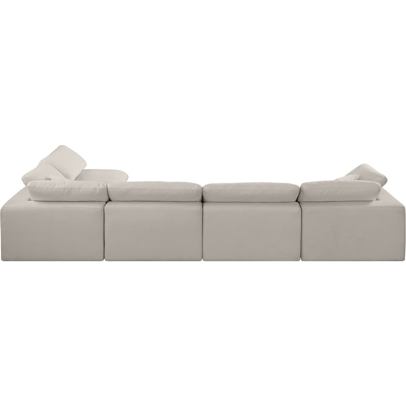 Meridian Furniture Comfy Beige Linen Textured Fabric 5-Pc. Modular Sectional