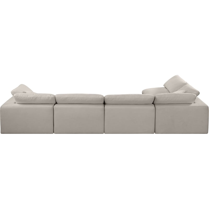 Meridian Furniture Comfy Beige Linen Textured Fabric 5-Pc. Modular Sectional