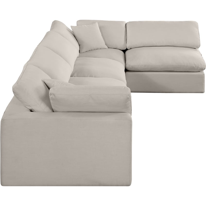 Meridian Furniture Comfy Beige Linen Textured Fabric 5-Pc. Modular Sectional