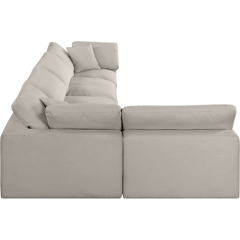 Meridian Furniture Comfy Beige Linen Textured Fabric 5-Pc. Modular Sectional