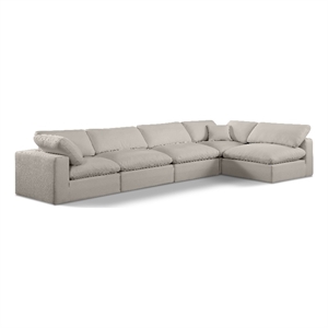 Meridian Furniture Comfy Beige Linen Textured Fabric 5-Pc. Modular Sectional
