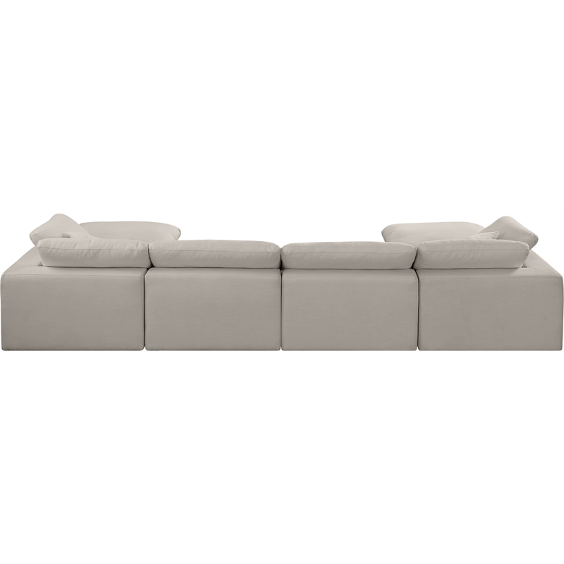 Meridian Furniture Comfy Beige Linen Textured Fabric 6-Pc. Modular Sectional