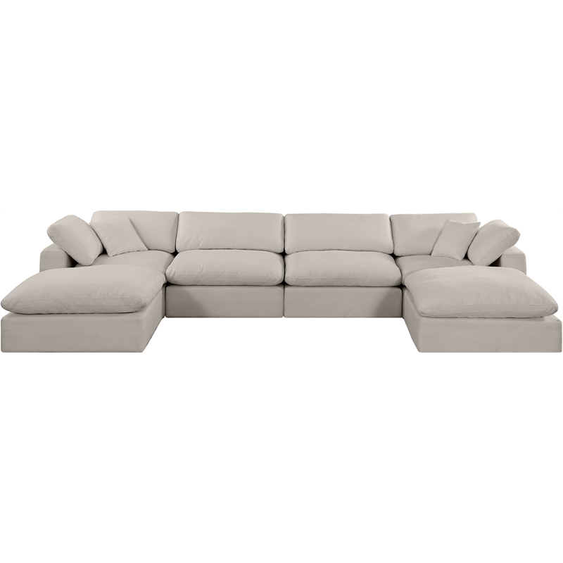 Meridian Furniture Comfy Beige Linen Textured Fabric 6-Pc. Modular Sectional