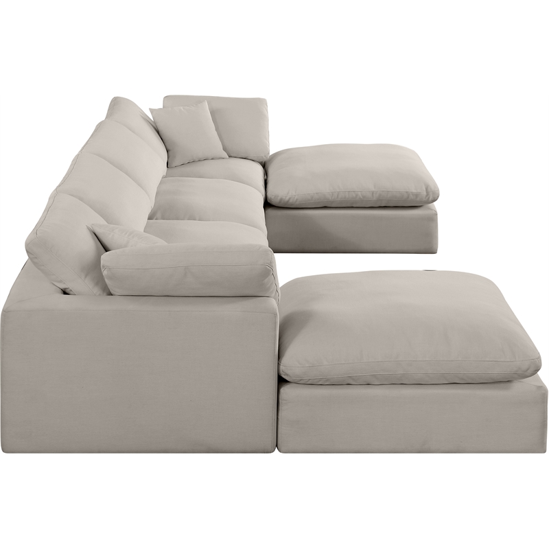 Meridian Furniture Comfy Beige Linen Textured Fabric 6-Pc. Modular Sectional