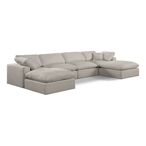 Meridian Furniture Comfy Beige Linen Textured Fabric 6-Pc. Modular Sectional