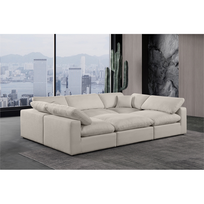 Meridian Furniture Comfy Beige Linen Textured Fabric 6-Pc. Modular Sectional