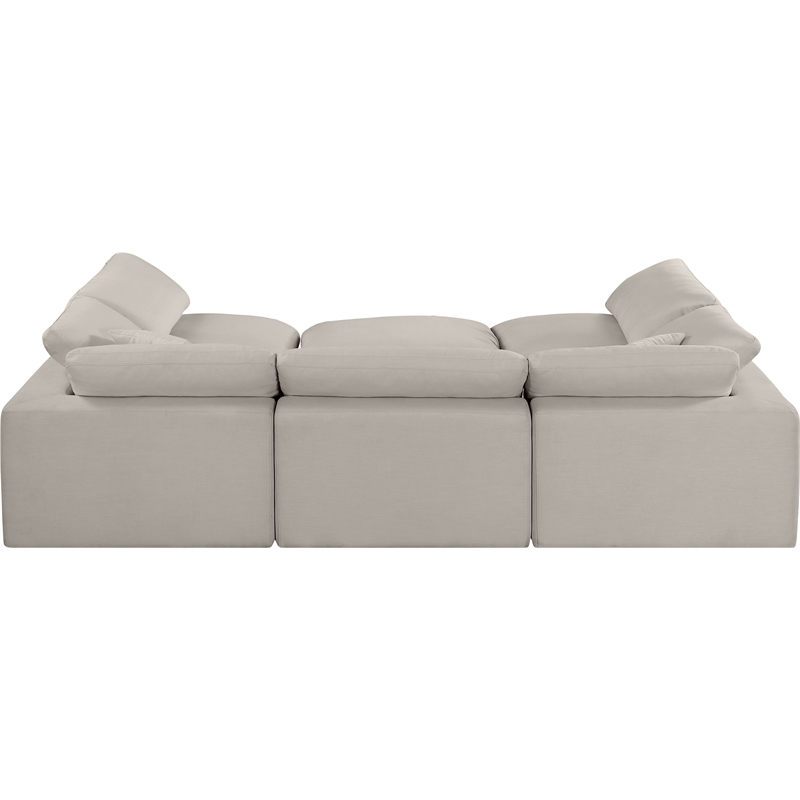 Meridian Furniture Comfy Beige Linen Textured Fabric 6-Pc. Modular Sectional