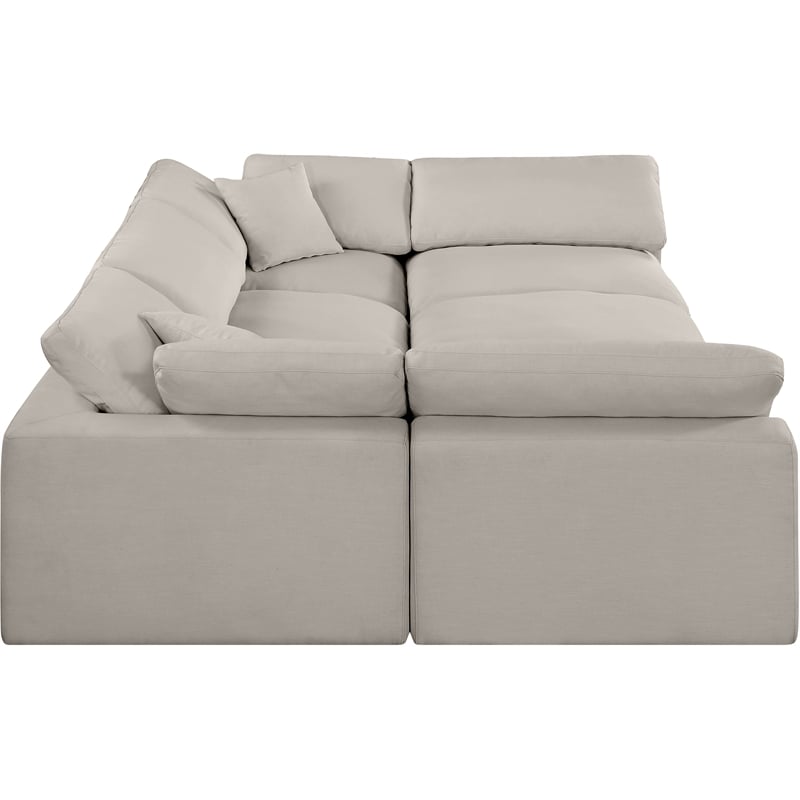 Meridian Furniture Comfy Beige Linen Textured Fabric 6-Pc. Modular Sectional