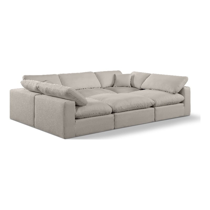 Meridian Furniture Comfy Beige Linen Textured Fabric 6-Pc. Modular Sectional