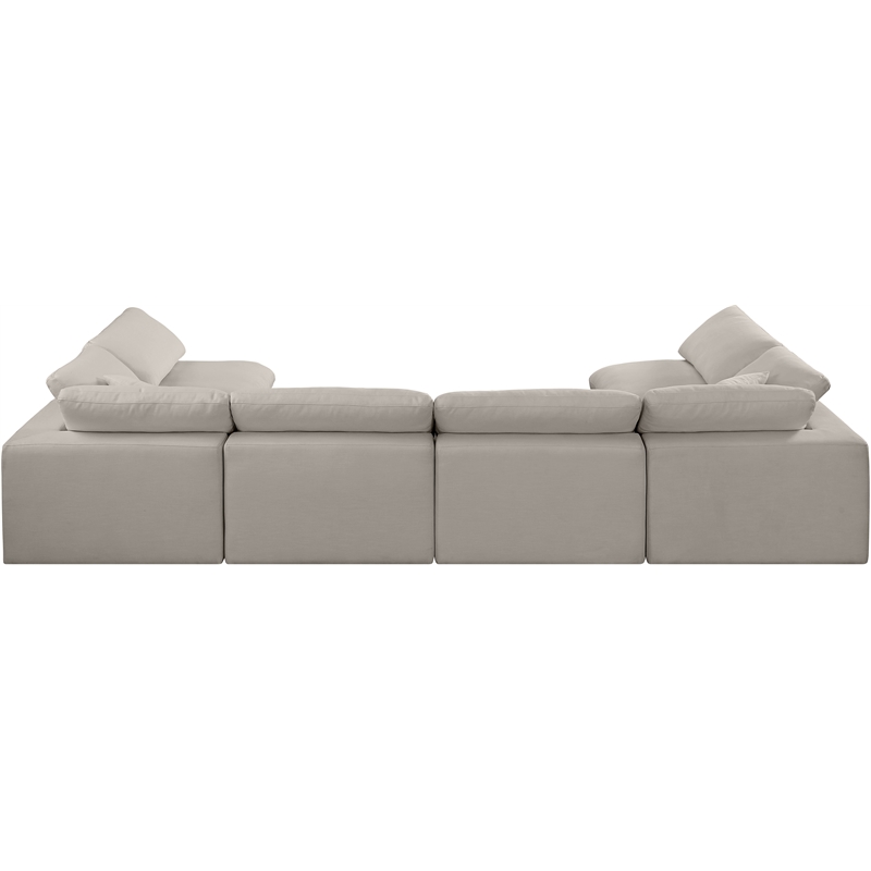 Meridian Furniture Comfy Beige Linen Textured Fabric 6-Pc. Modular Sectional