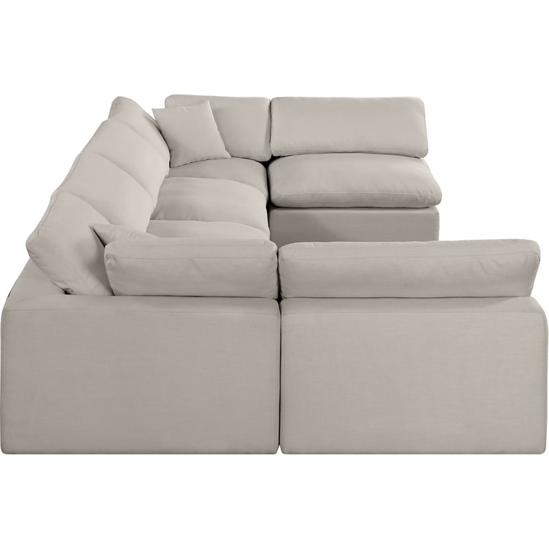 Meridian Furniture Comfy Beige Linen Textured Fabric 6-Pc. Modular Sectional