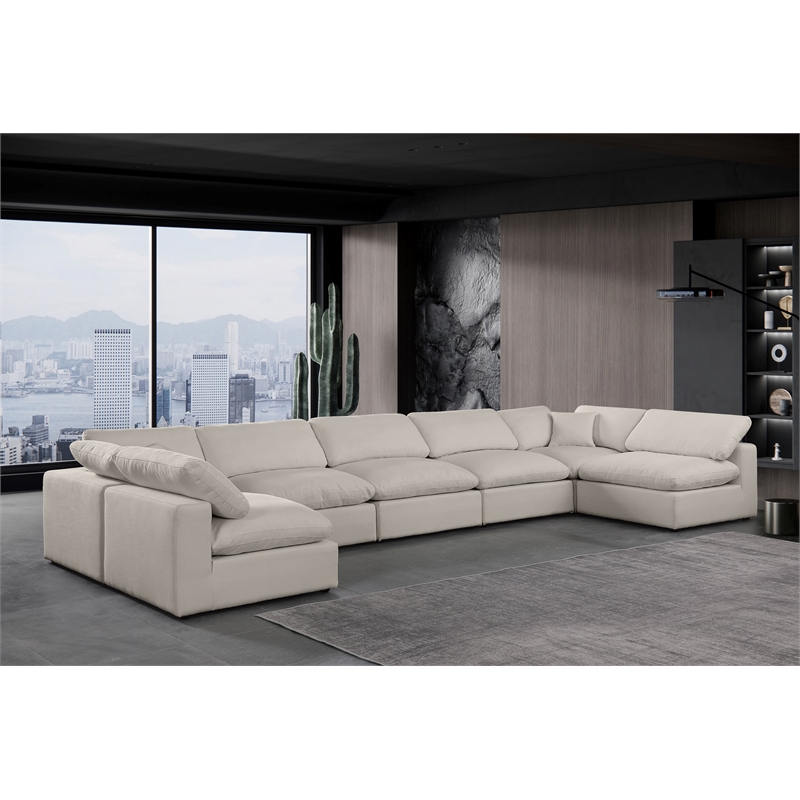 Meridian Furniture Comfy Beige Linen Textured Fabric 7-Pc. Modular Sectional