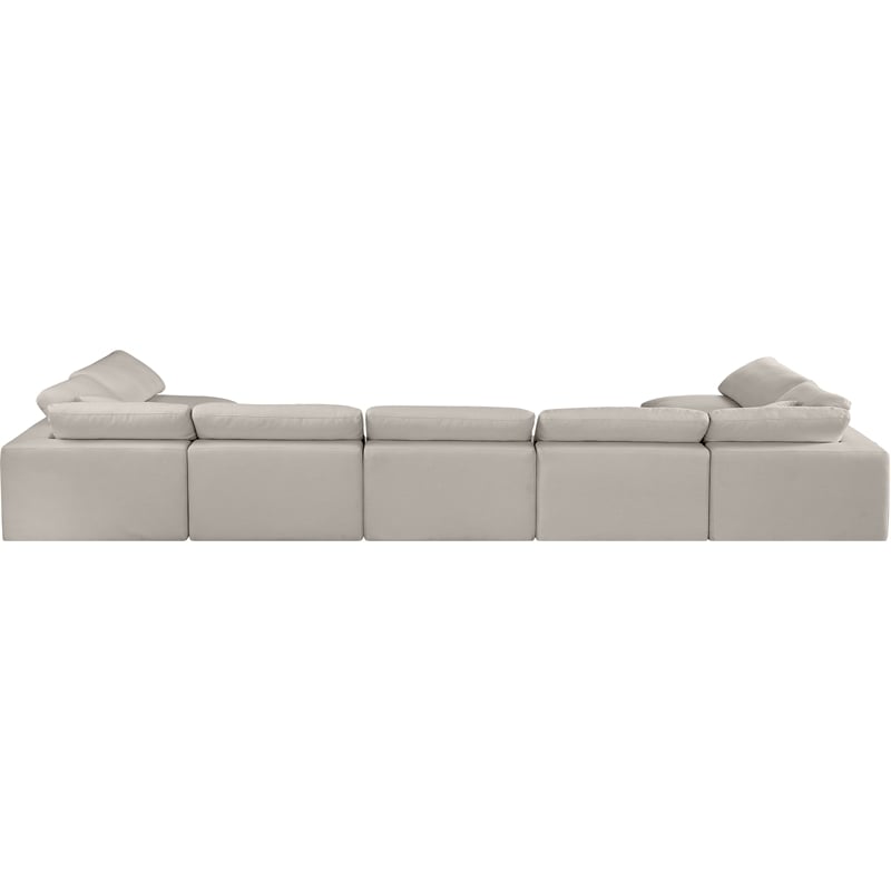 Meridian Furniture Comfy Beige Linen Textured Fabric 7-Pc. Modular Sectional