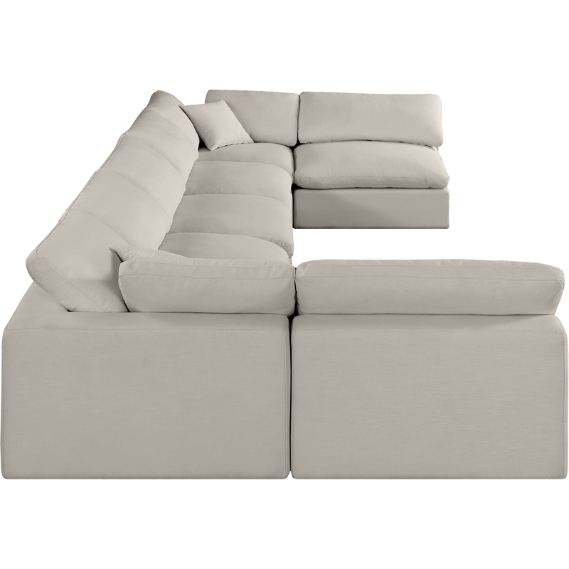 Meridian Furniture Comfy Beige Linen Textured Fabric 7-Pc. Modular Sectional